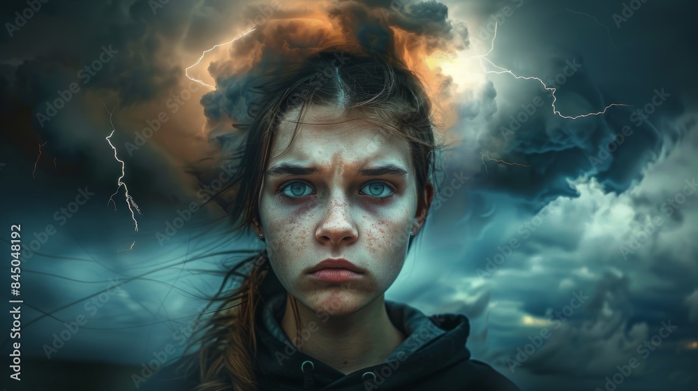 young woman experiencing confused thoughts generative ai