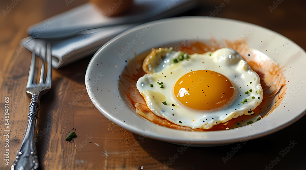 Watercolor Painting Of A Fried Egg A Plate Watercolor Painting Of A Fried Egg A Plate