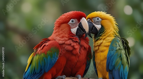 wo cute macaw birds in love.generative.ai