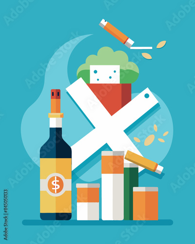 As a result of increased taxes on cigarettes and alcohol smokers and drinkers may face a more expensive habit leading to potential health and financial concerns.. Vector illustration