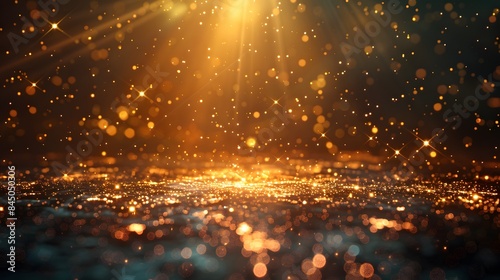 Wallpaper Mural Abstract background shining golden floor ground particles stars dust. Futuristic glittering in space on black background.  Torontodigital.ca