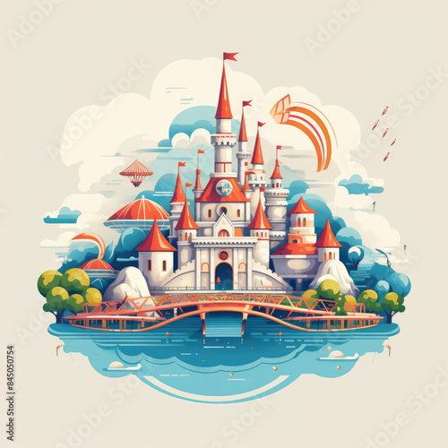 Fantasy Castle on a Floating Island