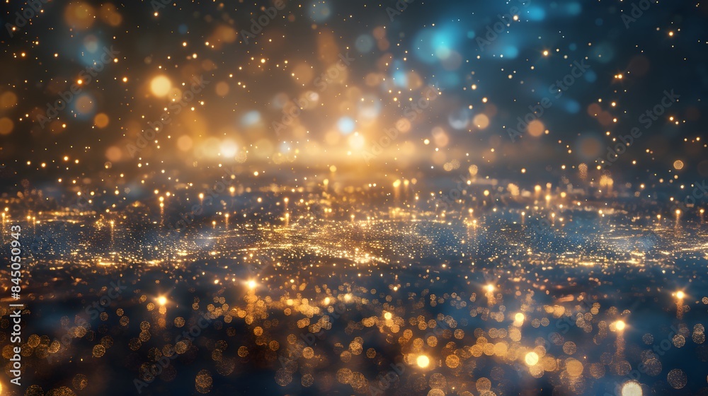Abstract background shining golden floor ground particles stars dust. Futuristic glittering in space on black background. Abstract background shining golden floor ground particles stars dust. Futuristic glittering in space on black background.
