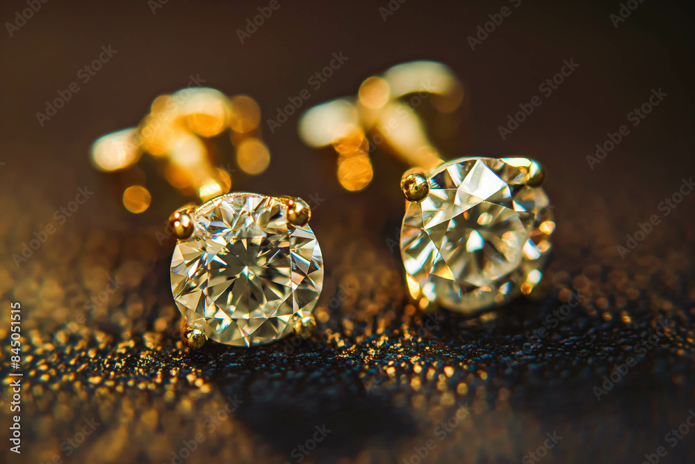 A pair of shiny diamond stud earrings A pair of shiny diamond stud earrings