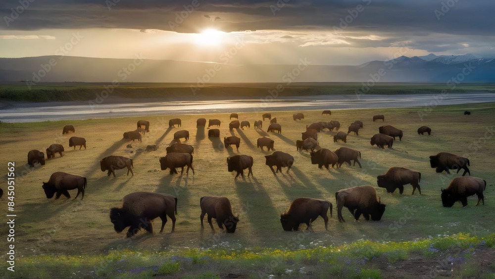 Dawn in Lamar Valley: A Panoramic View Dawn in Lamar Valley: A Panoramic View