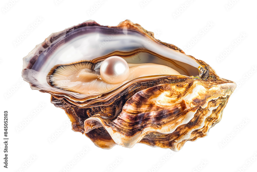 Naklejka premium Open oyster with pearl isolated on white