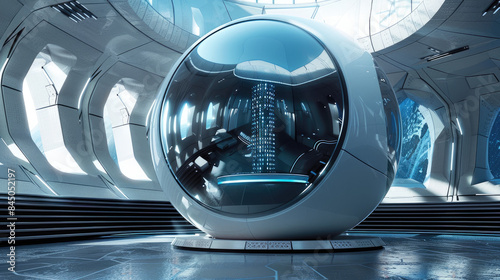 ultra modern sphere super computer technology background 5
