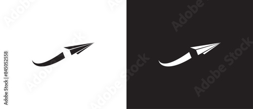 Flat paper airplane icon. sending message icon, paper plane sign, Concept: way forward, start-up company, business, growth, journey and message. Paper airplane icon on black and white background.