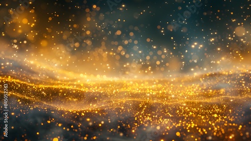 Wallpaper Mural Abstract background shining golden floor ground particles stars dust. Futuristic glittering in space on black background.  Torontodigital.ca