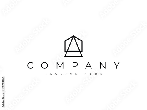 letter A house real estate line logo design