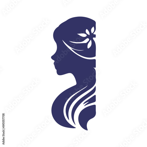 womans hair style stylized sillhouette, beauty salon logo template