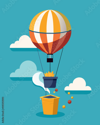 The prices of everyday items continued to inflate like a neverending supply of hot air being pumped into a balloon.. Vector illustration