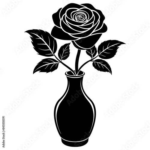white rose in a vase vector illustration	