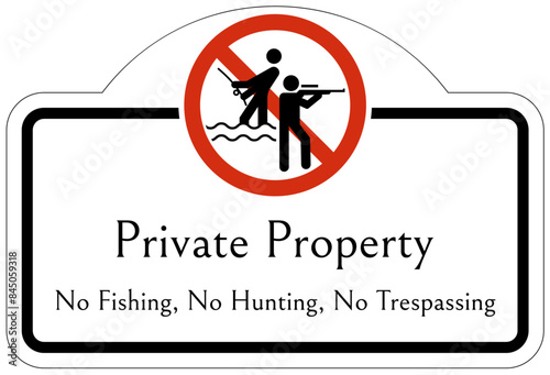 No hunting sign private property. No fishing, no hunting, no trespassing