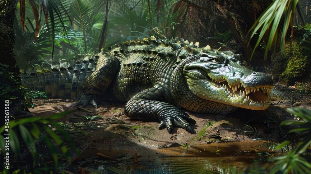 Obraz premium Large reptiles known to reside in tropical areas are crocodiles