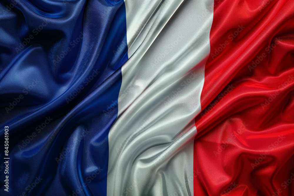 The French flag is waving in the wind. The French flag is waving in the wind.