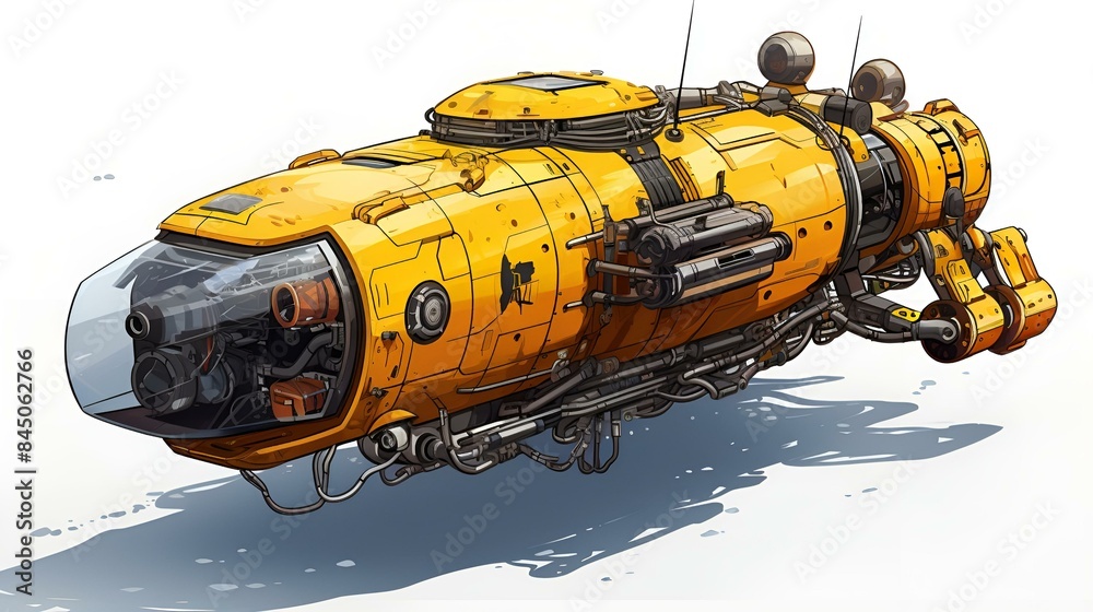 A spaceship with a large engine, colored in yellow and black.
A spaceship with a large engine, colored in yellow and black.