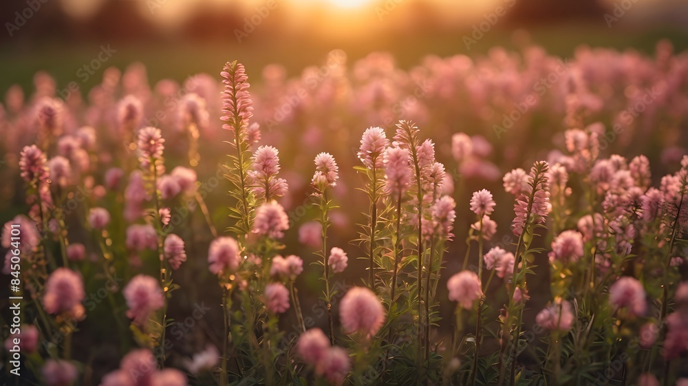 Vast fields of pink flowers in bloom create stunning beauty in spring. Vast fields of pink flowers in bloom create stunning beauty in spring.