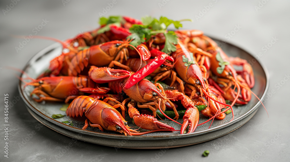 Cancer. Red boiled crayfish on a light background, close-up. Lobster close-up with beer. Image for cafe menu, Banner Cancer. Red boiled crayfish on a light background, close-up. Lobster close-up with beer. Image for cafe menu, Banner