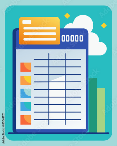 An organized budget spreadsheet featuring monthly averages for income and expenses to help plan for future budgeting.. Vector illustration