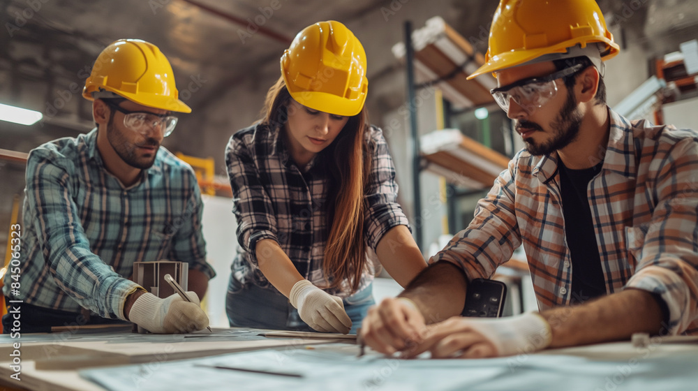 Teamwork. Young architects are working on the project. Labor Day Teamwork. Young architects are working on the project. Labor Day