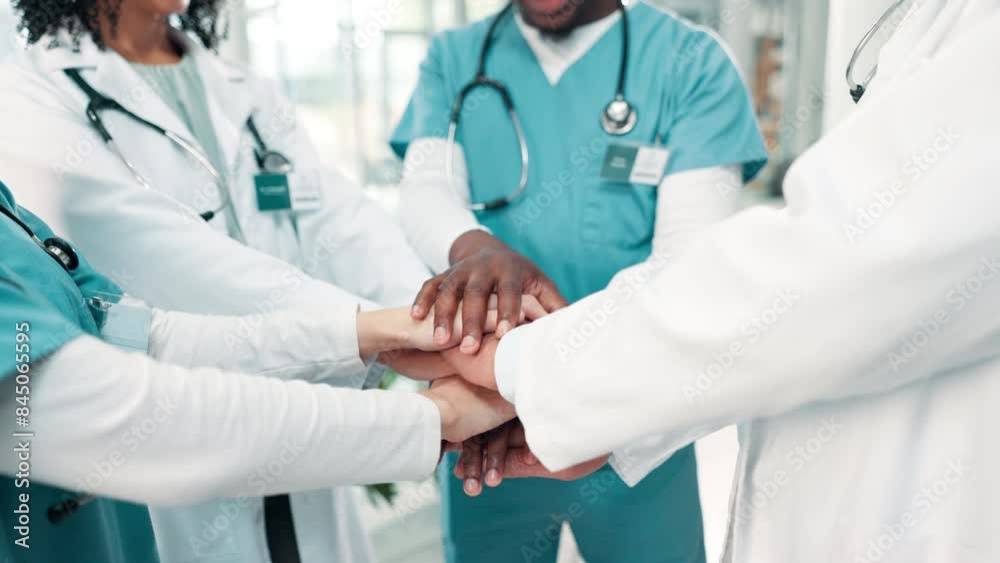 Medical, collaboration and hands in circle for teamwork, unity and together in hospital for work. Doctors, employees and healthcare diversity in a huddle for solidarity, help and support in medicine Medical, collaboration and hands in circle for teamwork, unity and together in hospital for work. Doctors, employees and healthcare diversity in a huddle for solidarity, help and support in medicine