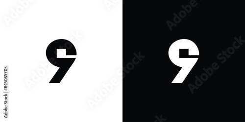 Modern and unique number 9 logo design