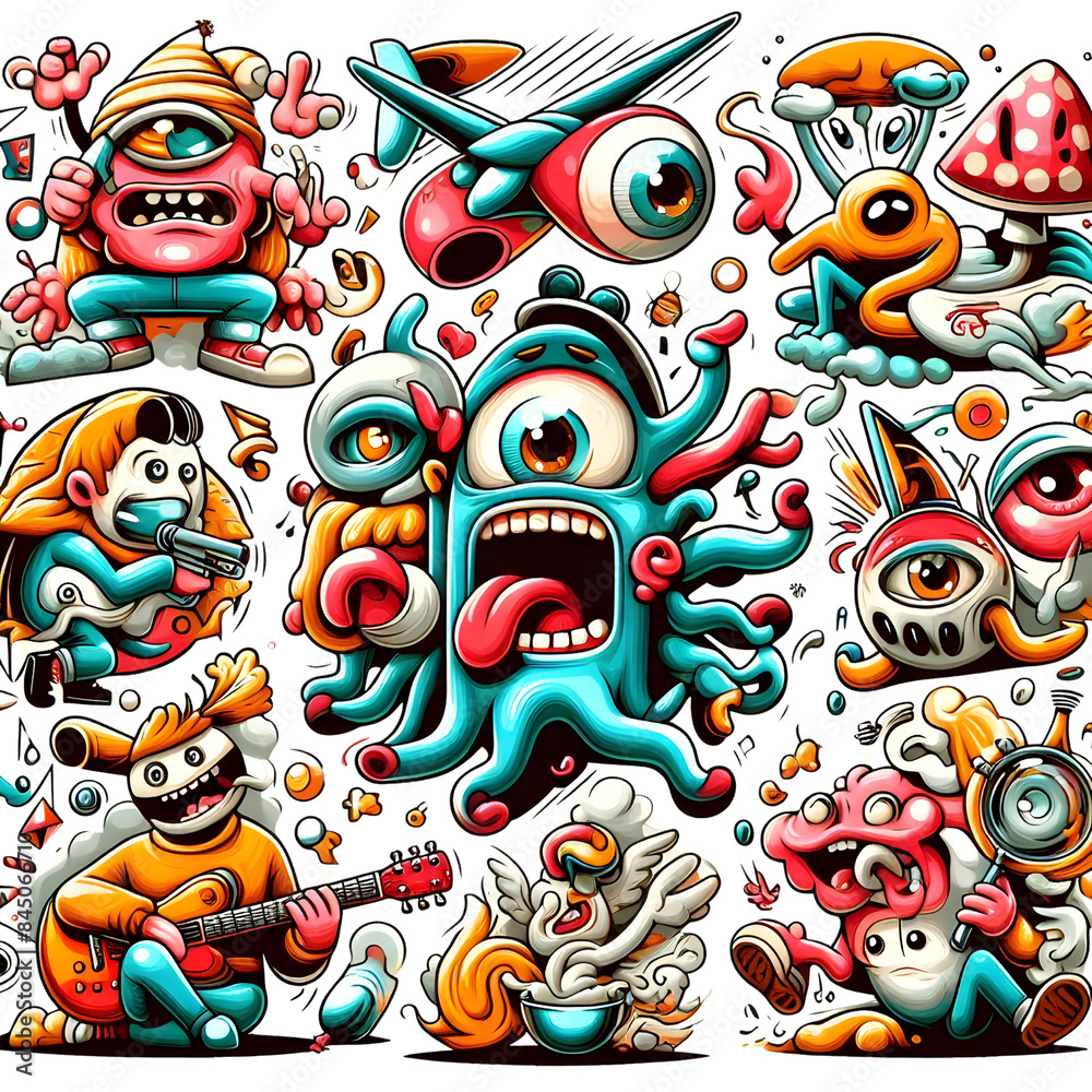 Fototapeta premium Super cute cartoon images of monsters