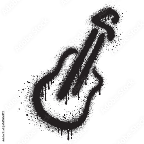 Guitar in urban graffiti style with black spray paint. vector illustration.