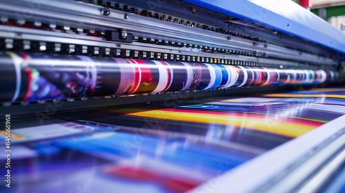 Large wide digital inkjet printing machine during production