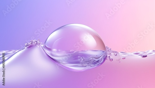 Transparent water drop on a colorful background. 3d rendering.