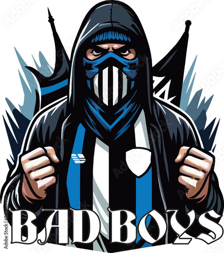 vector design of ultras and hooligan football supporters with expressions in favorite colors