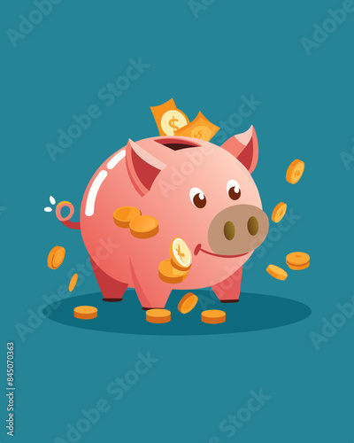 The shattered piggy bank with a few pennies tered around it symbolizes the hard work and sacrifice that went into its collection.. Vector illustration