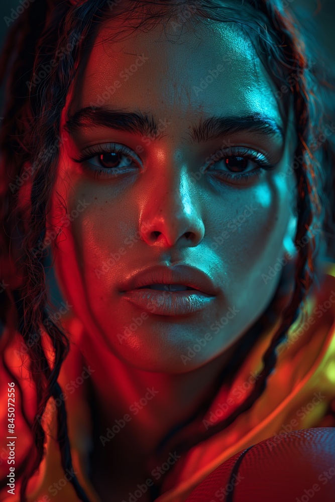Female Athlete Up-Close created with Generative AI Technology, ai, generative Female Athlete Up-Close created with Generative AI Technology, ai, generative