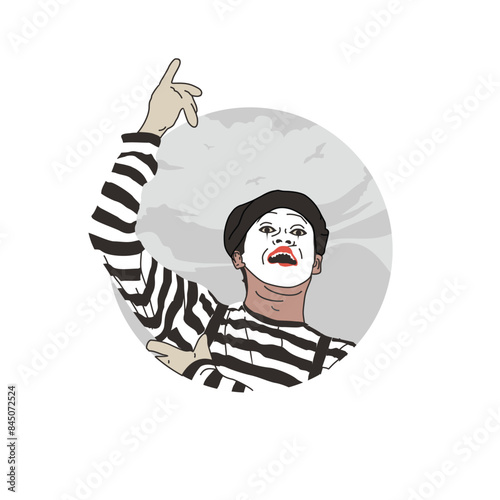 Good mime illustration with sky and bird backgorund