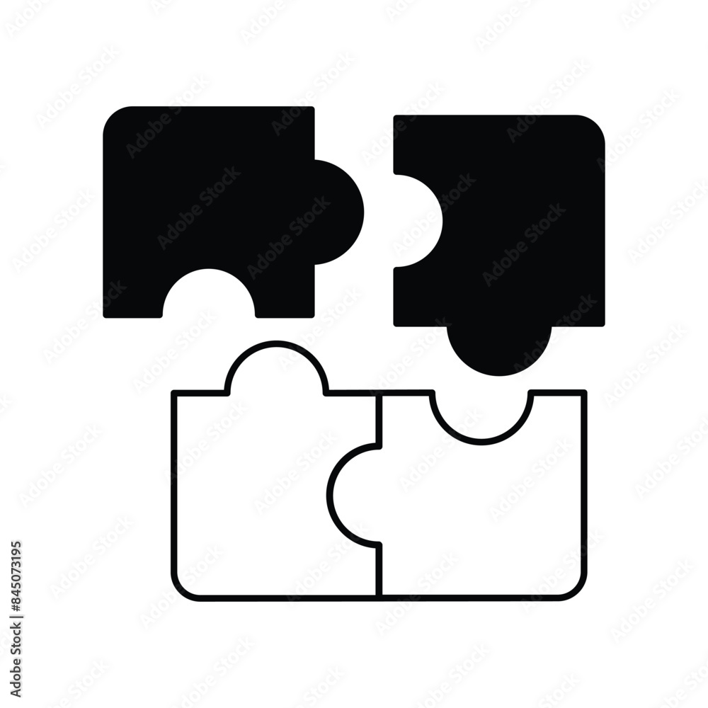 puzzle icon with white background vector stock illustration