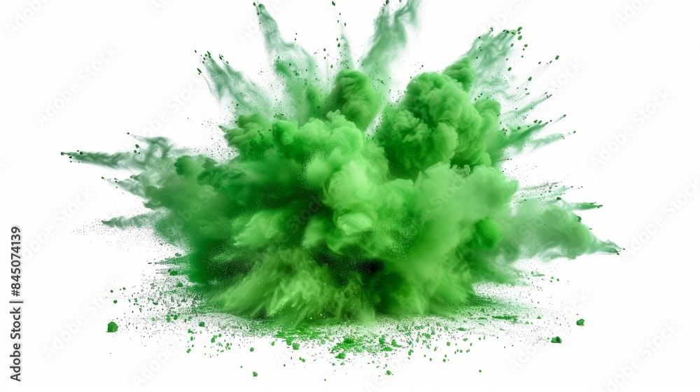 Fototapeta premium green color explosion isolated on white background 