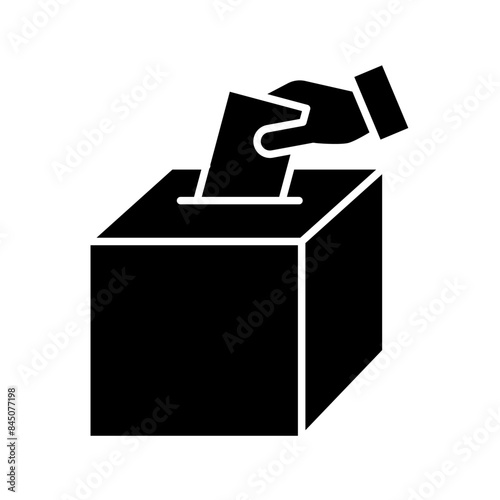 Hand voting ballot box icon, Election Vote concept, Hand putting paper in the voting box. Silhouette design for web site, logo, app, UI, Vector illustration