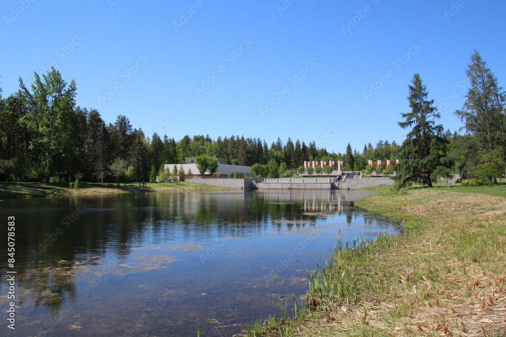 Fototapeta premium Edge Of The Lake, U of A Botanic Gardens, Devon, Alberta