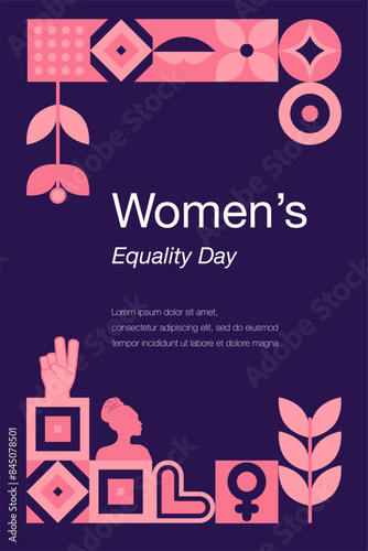 Women's Equality Day in the United States. August. Geometric template celebrating women's history month. Feminism concept. Template for background, banner, postcard, poster. Vector illustration