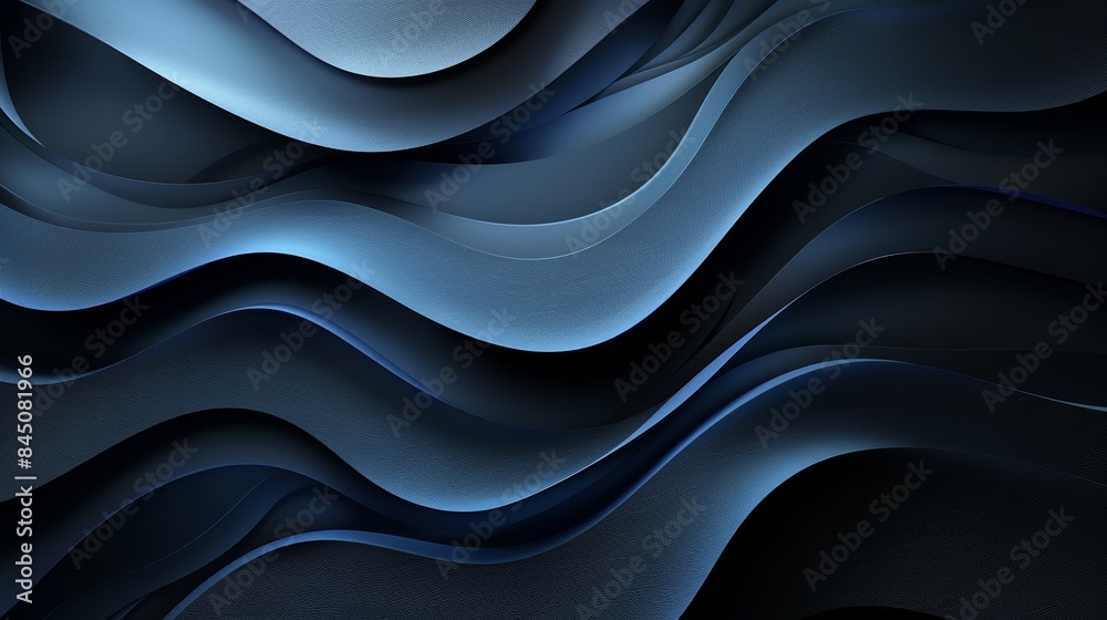Abstract blue and black wavy background with 3D effect. Abstract blue and black wavy background with 3D effect.