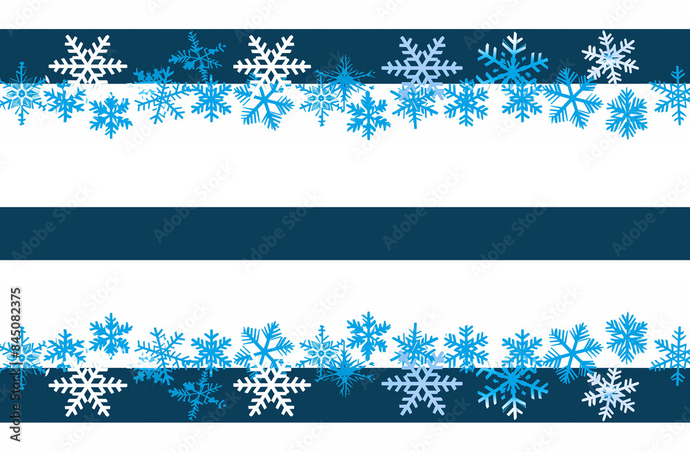 Bandes décoratives avec flocons de neige bleus et blancs sur fond rayé bleu et blanc, ambiance hivernale et festive, parfait pour décorations de Noël, cartes de vœux, fêtes de fin d'année - décembre Bandes décoratives avec flocons de neige bleus et blancs sur fond rayé bleu et blanc, ambiance hivernale et festive, parfait pour décorations de Noël, cartes de vœux, fêtes de fin d'année - décembre