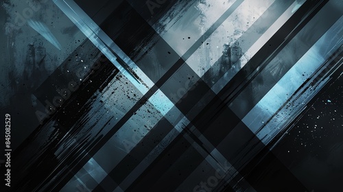 Abstract geometric pattern with diagonal lines in dark blue and black.  A textured, artistic background. photo