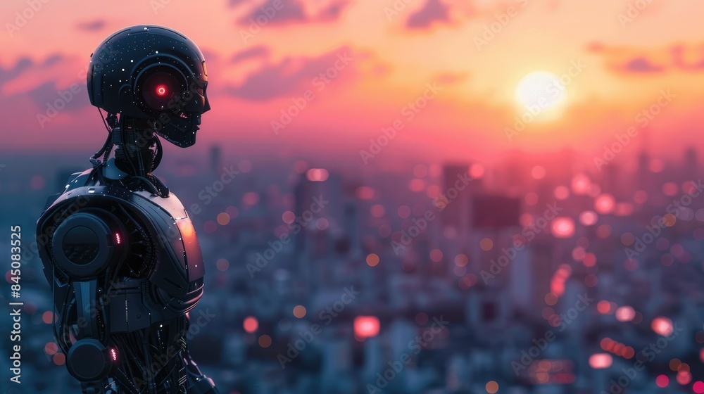 Futuristic Robot Cityscape at Dawn AI generated Futuristic Robot Cityscape at Dawn AI generated