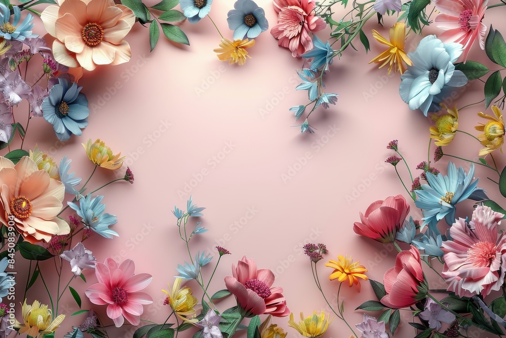 A flowery border with a pink background A flowery border with a pink background