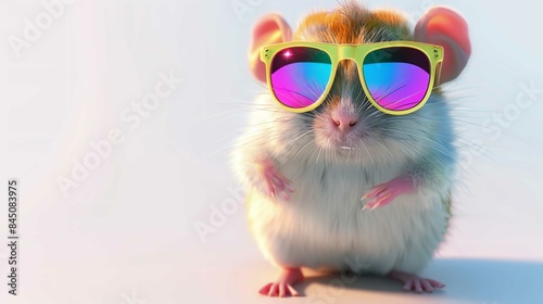  Funny and Colorful Hamster with Sunglasses and a Cocktail © zahidcreat0r