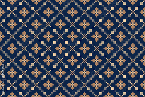 Beautiful vintage cross stitch traditional ethnic pattern.floral pixel art embroidery. Elegance background abstract Aztec beautiful seamless pattern for fabric,cloth,dress,carpet,curtain,sarong,batik.
