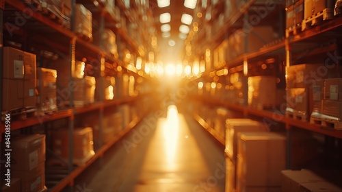 Sunlit Warehouse Aisle  A Glimpse of Industry