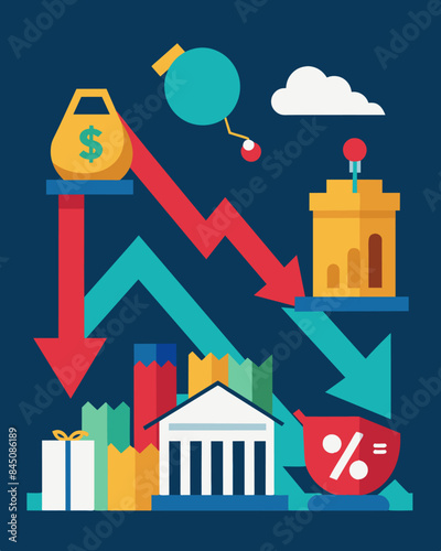 With the recent economic downturn the government has implemented measures to control inflation and stabilize prices of essential goods.. Vector illustration