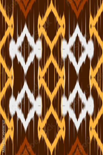 Pixel ethnic pattern, Vector embroidery pattern background, Geometric traditional triangle style, Blue and orange pattern knitting vintage, Design for textile, fabric, batik, kaftan, fibres